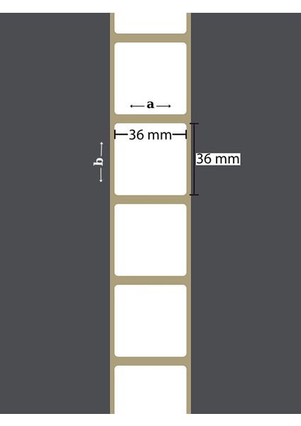 36X36 mm Termal Barkod Etiketi Yapışkanlı Etiket (1 Rulo = 1000 Adet)