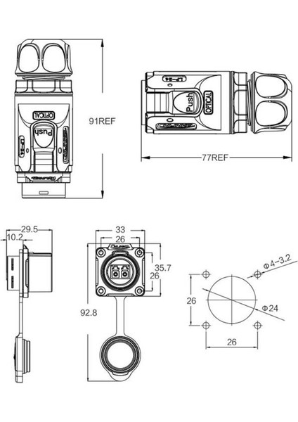 LP24-F0-LC-FC-3M-001 Su Geçirmez Fiber Optik Konnektör - Erkek modelleri