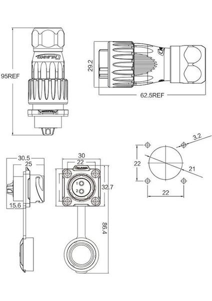 DH-20-J02SX-03-401 2-Pin Su Geçirmez Konnektör - Dişi fiyatları