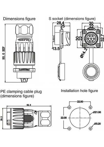 DH-20-J07PE-03-001 7-Pin Su Geçirmez Konnektör - Dişi