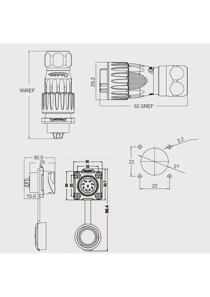 DH-20-C09SX-03-401 9-Pin Su Geçirmez Konnektör - Erkek