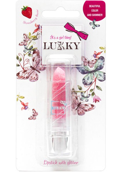 Çi̇lek Aromalı Simli Lipstick Pembe