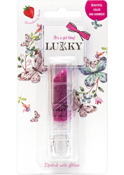 Çi̇lek Aromalı Simli Lipstick Mor