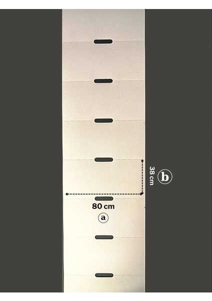 38X80 mm Termal Karton Raf Etiketi Ortadan Delikli, Raf Önü Etiketi (1 Rulo = 500 Adet)