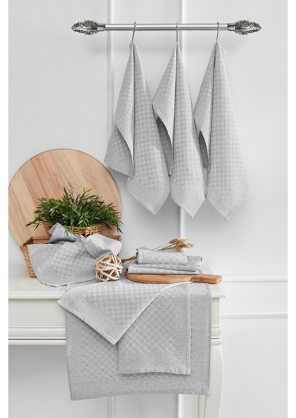 Kurulama Bezi & Alman Peçetesi 10'lu Set - 40 x 60 - Dama Model Gri
