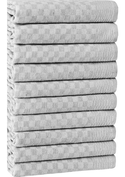 Kurulama Bezi & Alman Peçetesi 10'lu Set - 40 x 60 - Dama Model Gri
