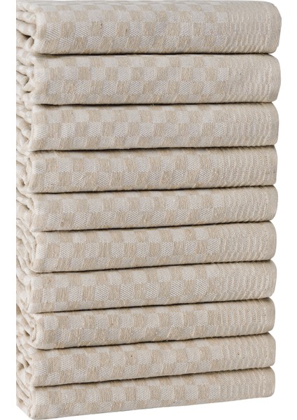 Kurulama Bezi & Alman Peçetesi 10'lu Set - 40 x 60 - Dama Model Krem