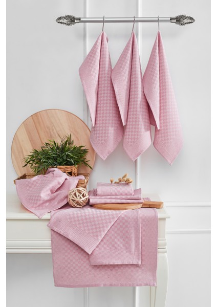 Kurulama Bezi & Alman Peçetesi 10'lu Set - 40 x 60 - Dama Model Pembe