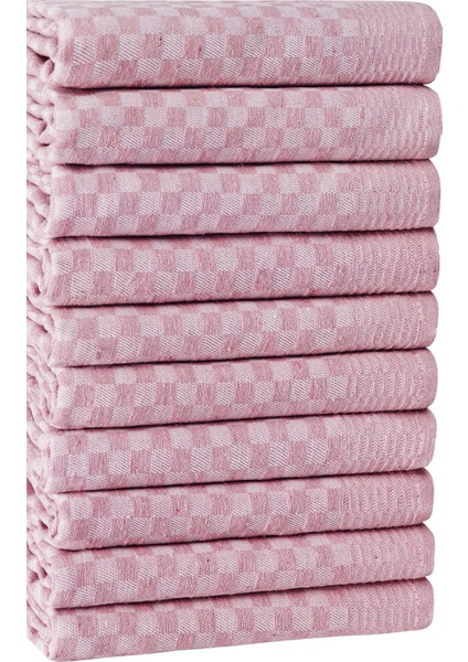 Kurulama Bezi & Alman Peçetesi 10'lu Set - 40 x 60 - Dama Model Pembe