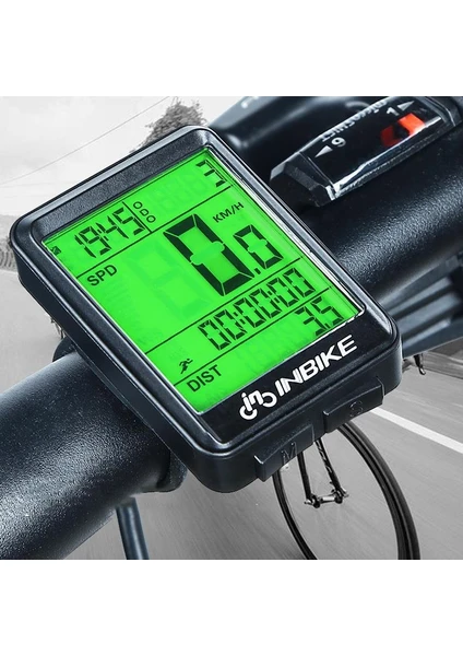 Inbike Kablosuz Bisiklet Km Hız Göstergesi Sayacı Su Geçirmez LCD Çift Renk Ekranlı LED Kilometre Saati