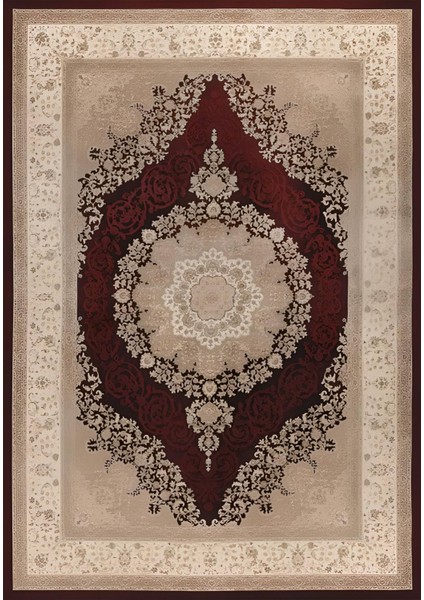 Sihirli Halı Dijital Baskı 3'lü Yatak Odası Halı Seti Yıkanabilir 80 x 150 (X2) 80 x 300 (X1) Bordo HT462