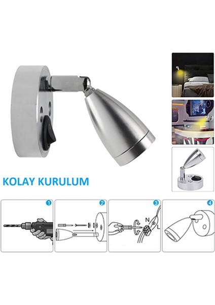Karavan & Tekne Döner Tip LED Okuma Lambası 12V