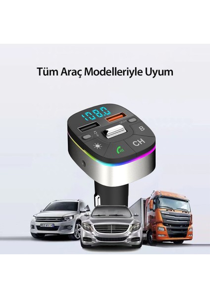 Earldom Bluetooth Usb3.0 Hızlı Şarj Fm Transmitter Araç Çakmaklık Şarj Aleti