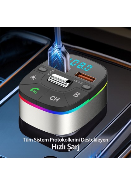 Earldom Bluetooth Usb3.0 Hızlı Şarj Fm Transmitter Araç Çakmaklık Şarj Aleti