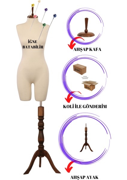 Pantalon Giyebilen Bayan 38 Beden Iğne Batabilen terzi Mankeni