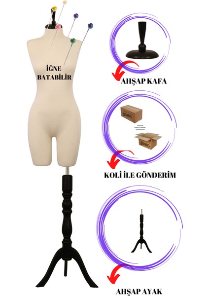 Pantalon Giyebilen Bayan 38 Beden Iğne Batabilenterzi Mankeni