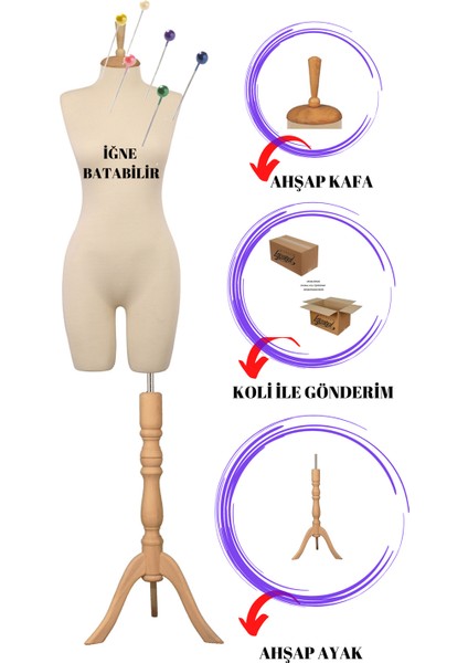 Pantalon Giyebilen Bayan 38 Beden Iğne Batabilenterzi Mankeni