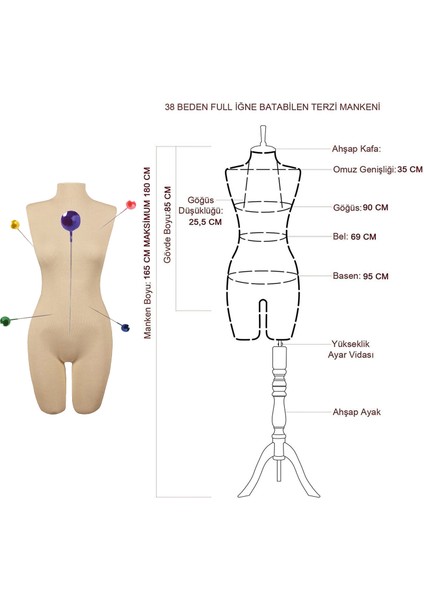 Pantalon Giyebilen Bayan 38 Beden Iğne Batabilenterzi Mankeni modelleri