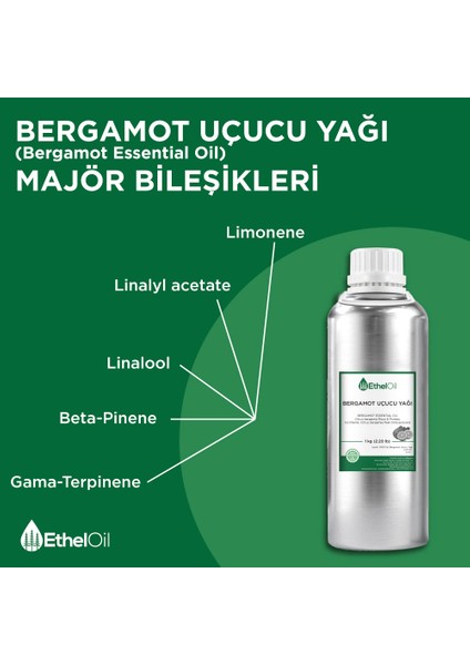 Bergamot Uçucu Yağı - Etheloil - 1 kg - %100 Saf ve Doğal Uçucu Yağ - Üretici Firma, Yüksek Kalite - Bergamot Essential Oil - Citrus Bergamia Risso & Poit. fırsatları