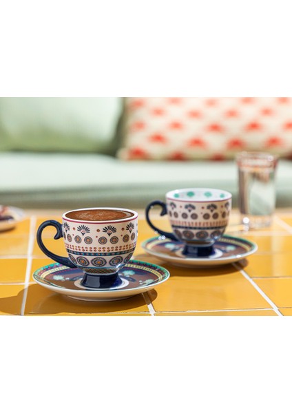 Exotic Artsy New Bone China 2'li Kahve Fincan Takımı 100 ml Lacivert