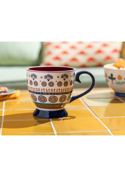 Exotic Artsy New Bone China Kupa 460 ml Lacivert