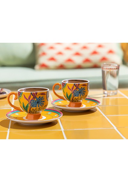Exotic Wild New Bone China 2'li Kahve Fincan Takımı 100 ml Sarı