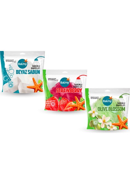3'lü Sabunlu Set (Zeytin-Çilek-Beyaz Sabun)