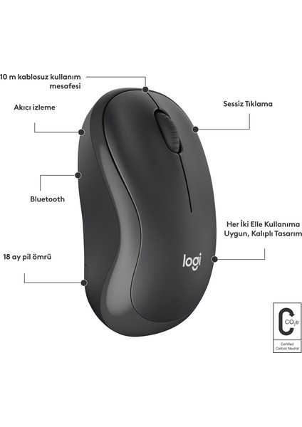 M240 Sessiz Kompakt Kablosuz Bluetooth Mouse - Siyah