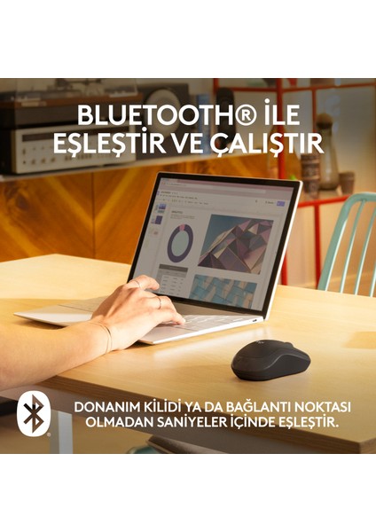 M240 Sessiz Kompakt Kablosuz Bluetooth Mouse - Siyah