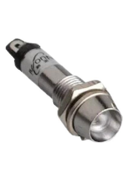 8mm 24V Metal Sinyal Lambası - Beyaz