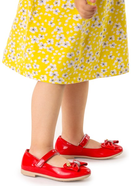 Cırtlı Fiyonklu Kız Çocuk Babet Ayakkabı Ege 201 Rugan modelleri