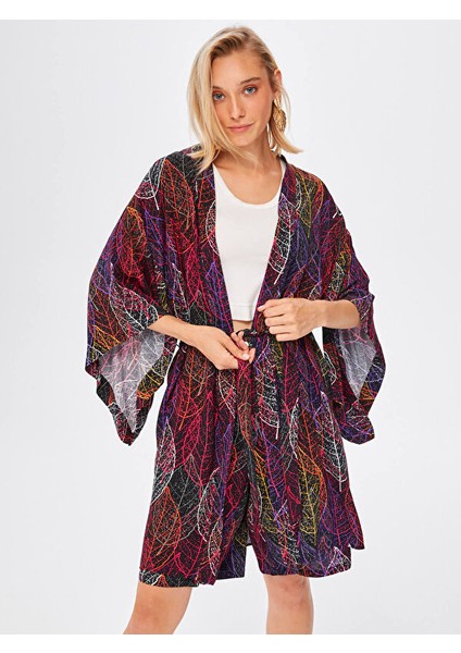 Iri Yaprak Desen Kimono 67449