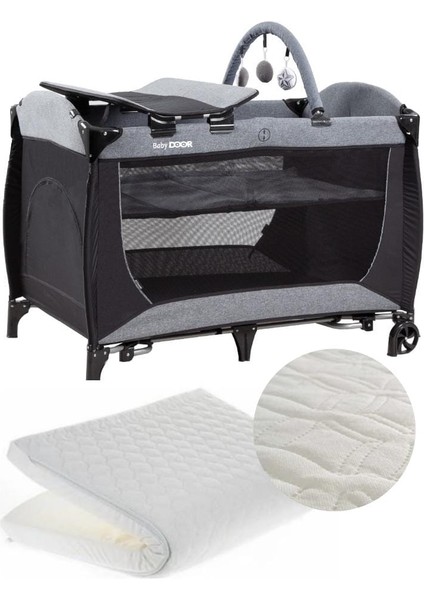 Babydoor 2051 Place Oyun Parkı 70X110 cm Bebek Beşik+Yatak Hediyeli Gri fiyatları