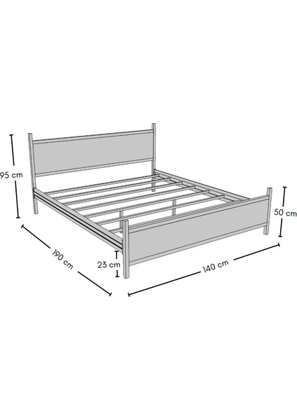 GM 305 MODERN ÇİFT KİŞİLİK AHŞAP METAL SİYAH CEVİZ KARYOLA 140X190