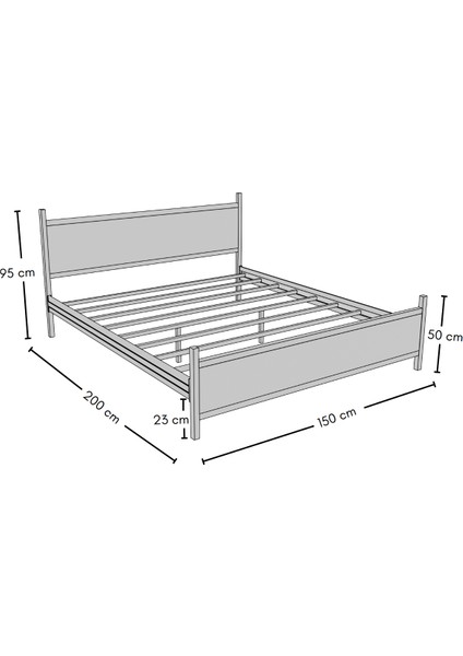 GM 305 MODERN ÇİFT KİŞİLİK AHŞAP METAL SİYAH ATLANTİK ÇAM KARYOLA 150X200