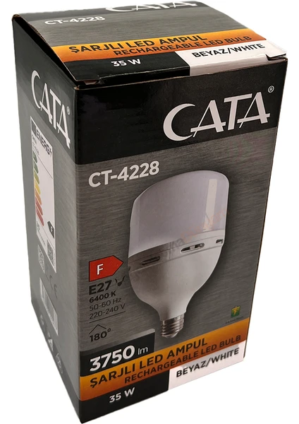 35 Watt E27 Duylu Şarjlı LED Ampul CT-4228 Beyaz Işık