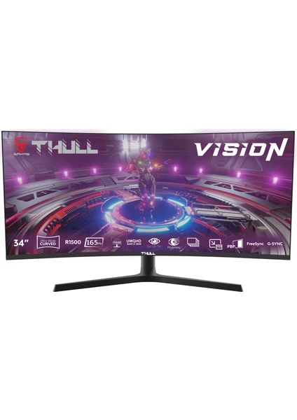 Vision TG-UWQHD34C 34" 1ms 165Hz Uwqhd (Hdmı+2xdp) Va Frameless Qhd Curved Gaming Monitör