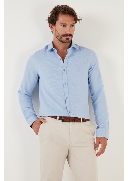 Pamuk Karışımlı Uzun Kollu Slim Fit Gömlek Erkek Gömlek CF23S7493 modelleri