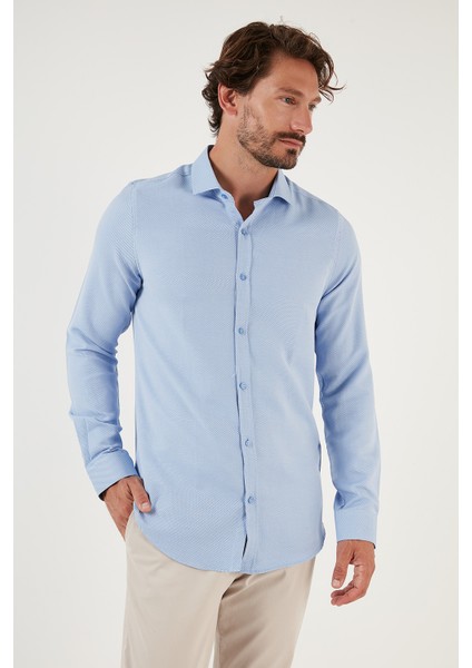 Pamuk Karışımlı Uzun Kollu Slim Fit Gömlek Erkek Gömlek CF23S7493 fırsatları