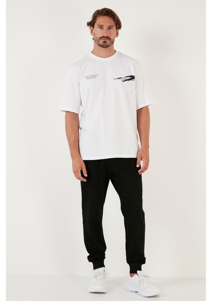 Pamuk Baskılı Oversize Bisiklet Yaka T Shirt Erkek 5902651