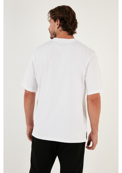 Pamuk Baskılı Oversize Bisiklet Yaka T Shirt Erkek 5902651