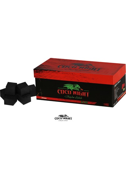 Coco Night #27MM 1kg Hindistan Cevizi Küp Nargile Kömürü folyo hediyeli