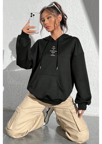 Only Trendwear Oversize The Power Of Baskılı Sweatshirt