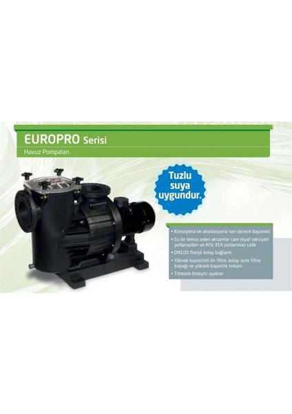 Santem-Dab Europro 1000T, 10HP-7,5KW Trifaze Havuz Pompası