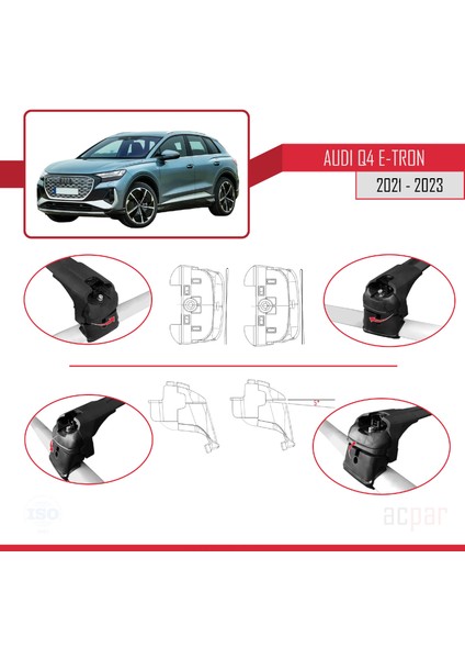 Audi Q4 E-Tron 2021 ve Sonrası ile Uyumlu Ace-2 Ara Atkı Tavan Barı Siyah indirimleri