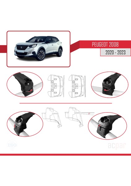 Peugeot 2008 2020 ve Sonrası ile Uyumlu Ace-2 Ara Atkı Tavan Barı Siyah indirimleri