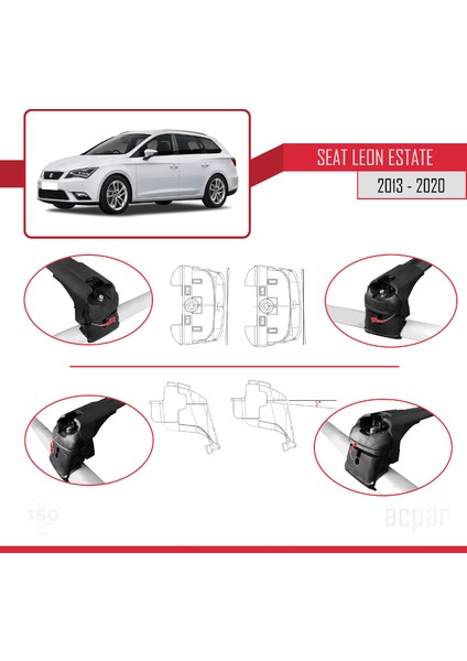 Seat Leon St 2013-2020 Arası ile Uyumlu Ace-2 Ara Atkı Tavan Barı Siyah indirimleri