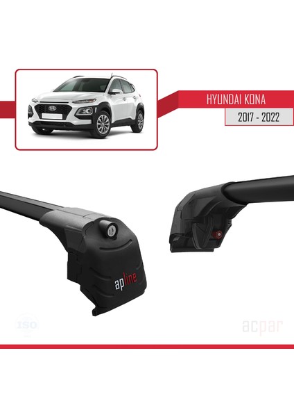 Hyundai Kona 2017-2022 Arası ile Uyumlu Ace-2 Ara Atkı Tavan Barı Siyah