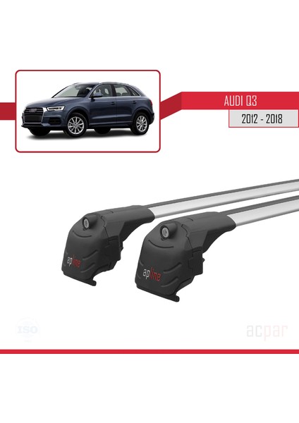Audi Q3 (8u) 2012-2018 Arası ile Uyumlu Ace-2 Ara Atkı Tavan Barı Gri modelleri