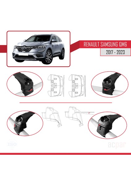 Renault Samsung Qm6 2017 ve Sonrası ile Uyumlu Ace-2 Ara Atkı Tavan Barı Siyah indirimleri